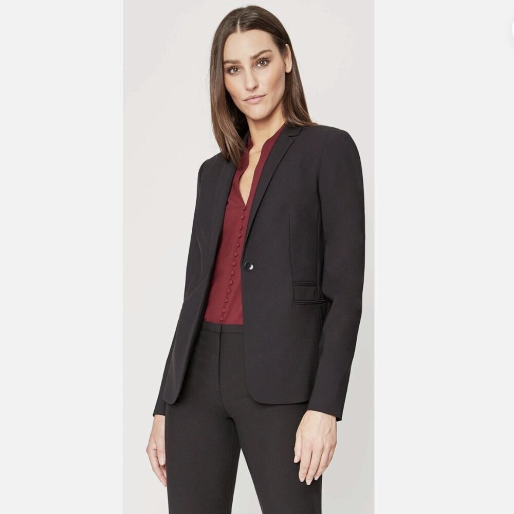 Elie Tahari Darcy Jacket - Black Structured Wool Blazer - Size 0 - Dry Cleaned